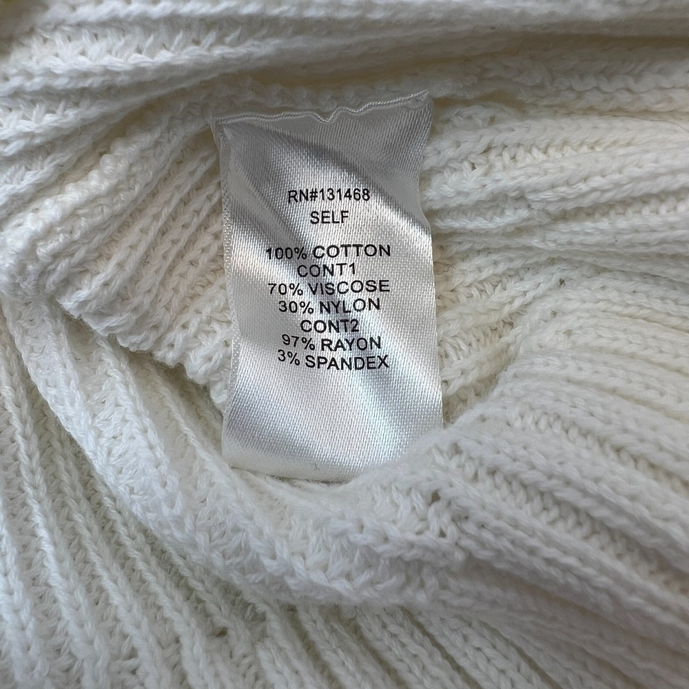 Fate Cream Knit Patchwork Bubble Sleeve Pullover Sweater Size Small NEW - Picture 14 of 16